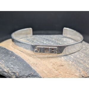 Vintage Leonore Doskow Handmade Sterling Monogram JEB Cuff Bracelet • 6.75